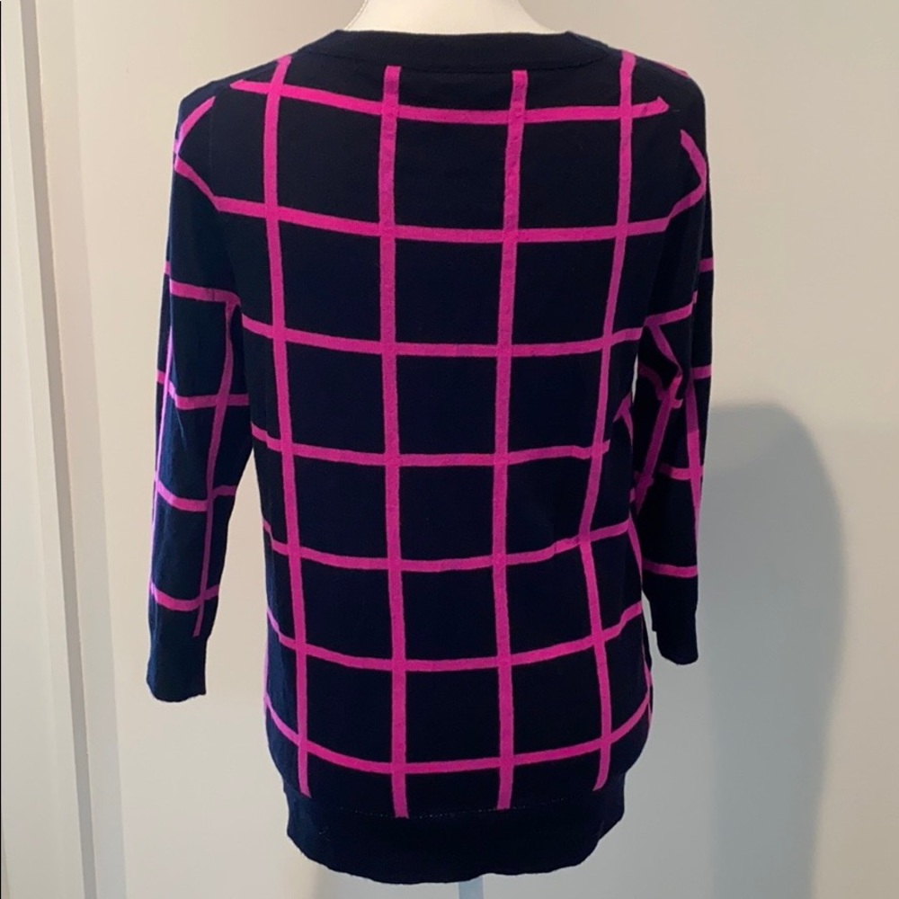 Jcrew navy & pink merino wool sweater - Picture 3 of 3